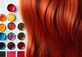 Palette de couleurs et mèches de cheveux soignées